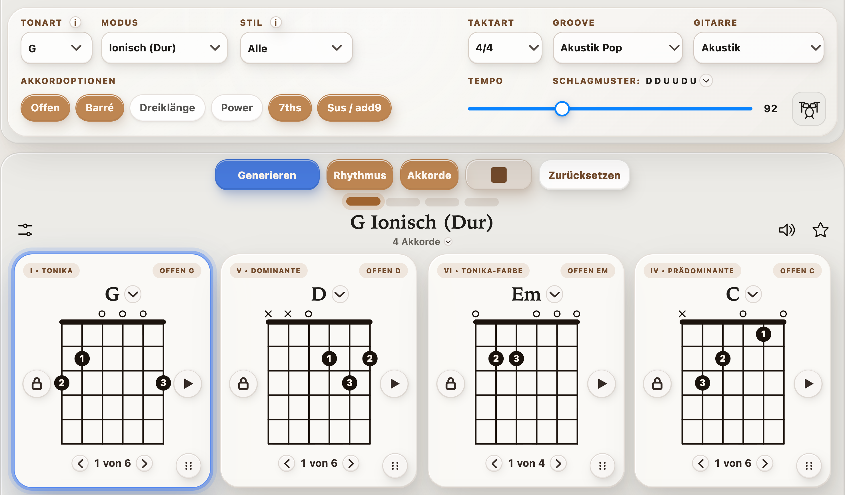 Akkordfolgen-Generator für Gitarre — StrumForge