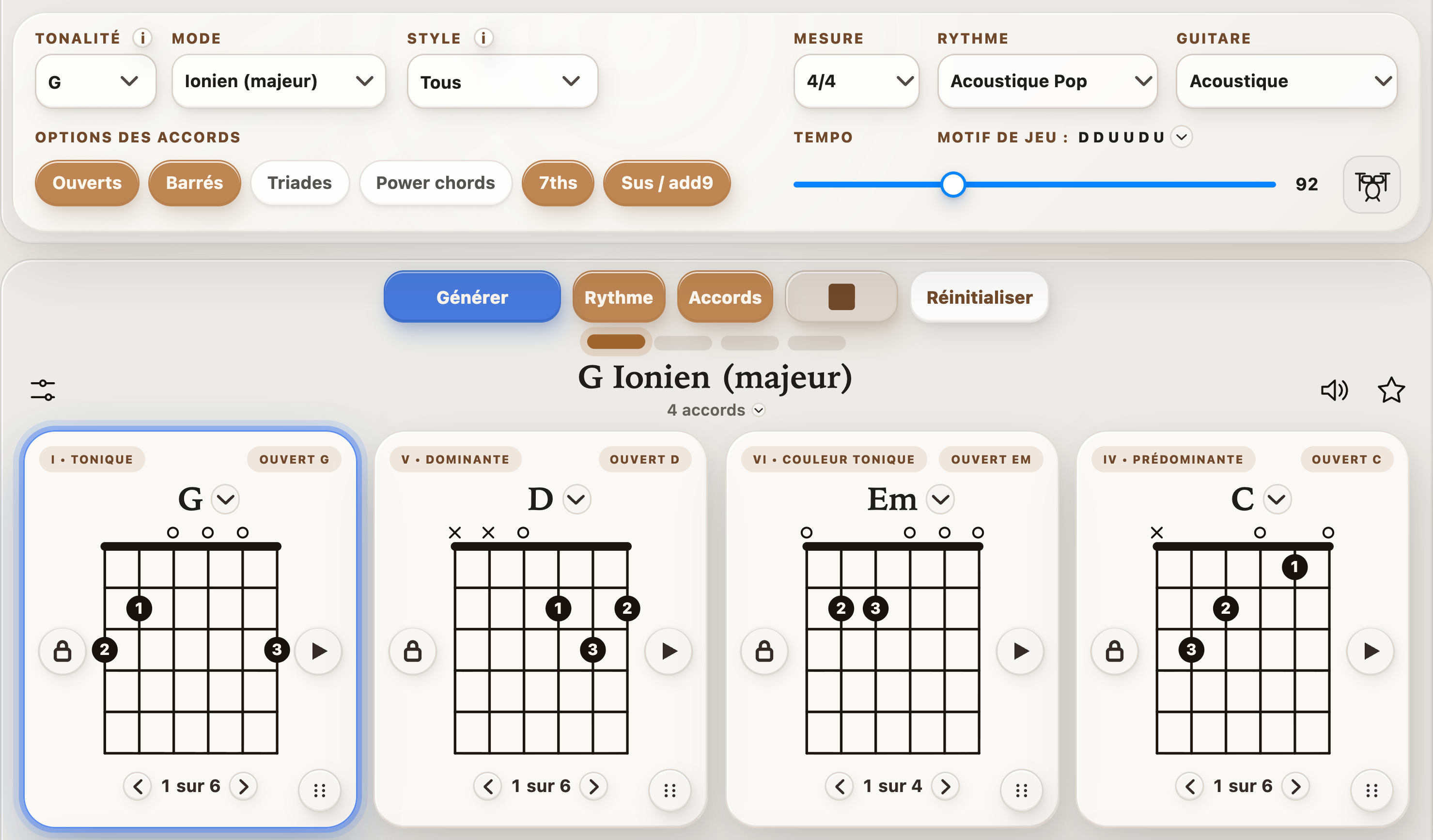 Générateur de progressions d’accords pour guitare — StrumForge